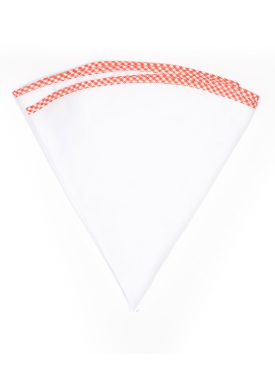 White Linen/Orange/White Gingham Trim Linen Pocket Circle